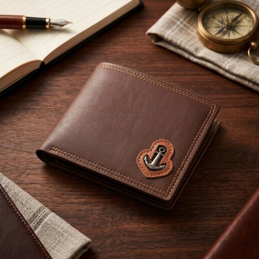 Anchor Emblem Bifold PU Leather Wallet