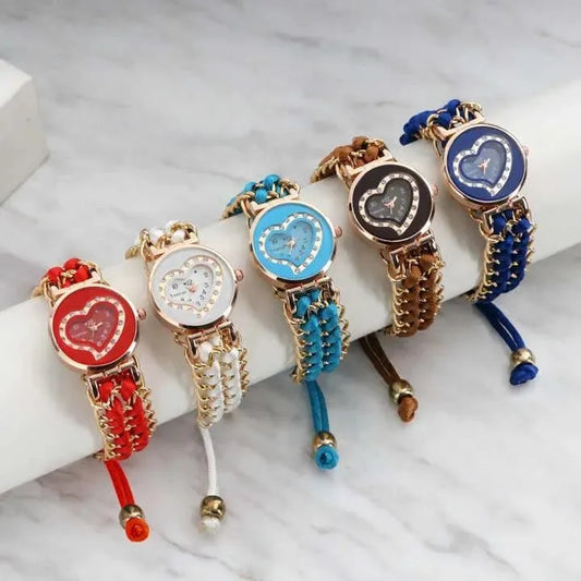 Heart-Shaped Rope Bracelet Watch