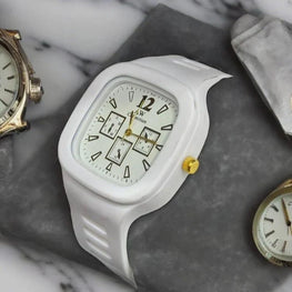 Trendy Stylish Square Dial Silicon Strap Watch