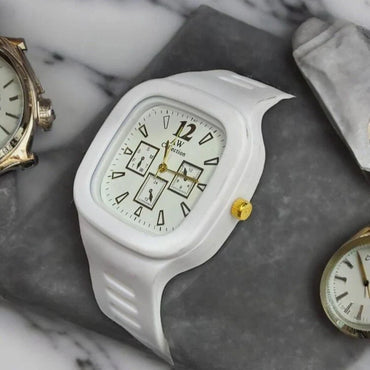 Trendy Stylish Square Dial Silicon Strap Watch