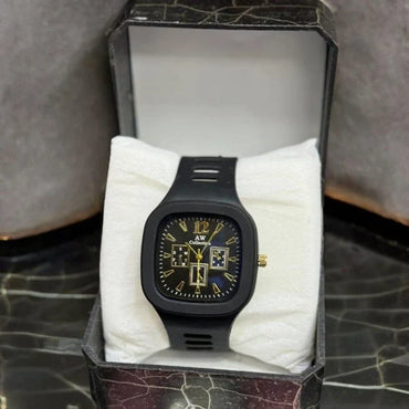 Trendy Stylish Square Dial Silicon Strap Watch