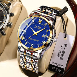 FNGEEN Men’s Luxury Crystal Quartz Watch