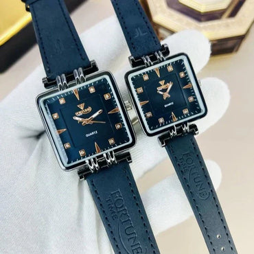 Fortune Time Square Dial Couple Watch Set