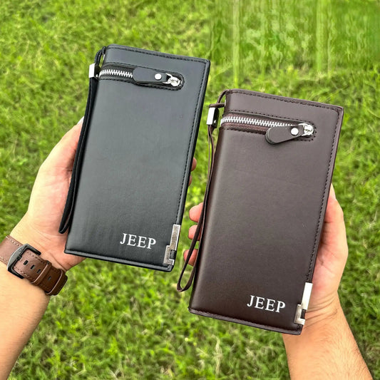 JEEP Premium Leather Zipper Wallet