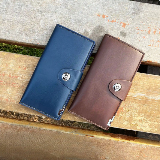 Tri-Fold Pure Leather Long Wallet.